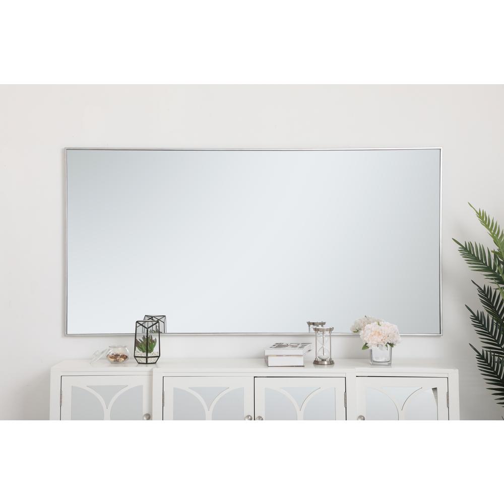 Metal frame rectangle mirror 36 inch in silver. Picture 5