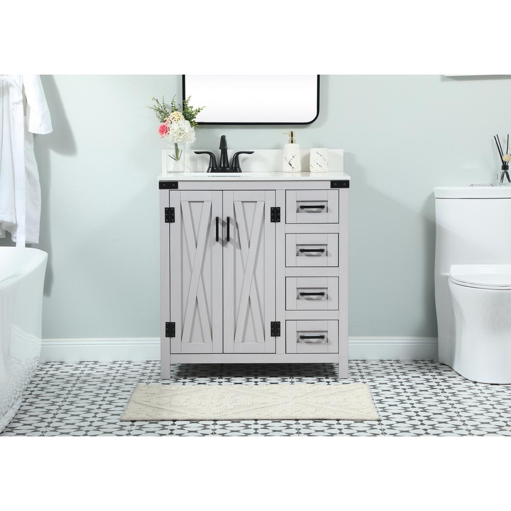 32 inch Single bathroom vanity in grey with backsplash. Picture 14