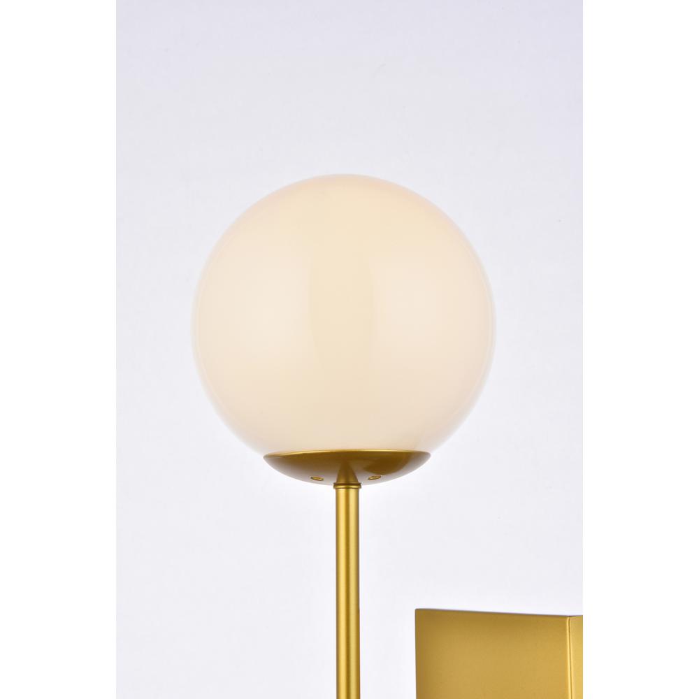 Neri 1 light brass and white glass wall sconce. Picture 6