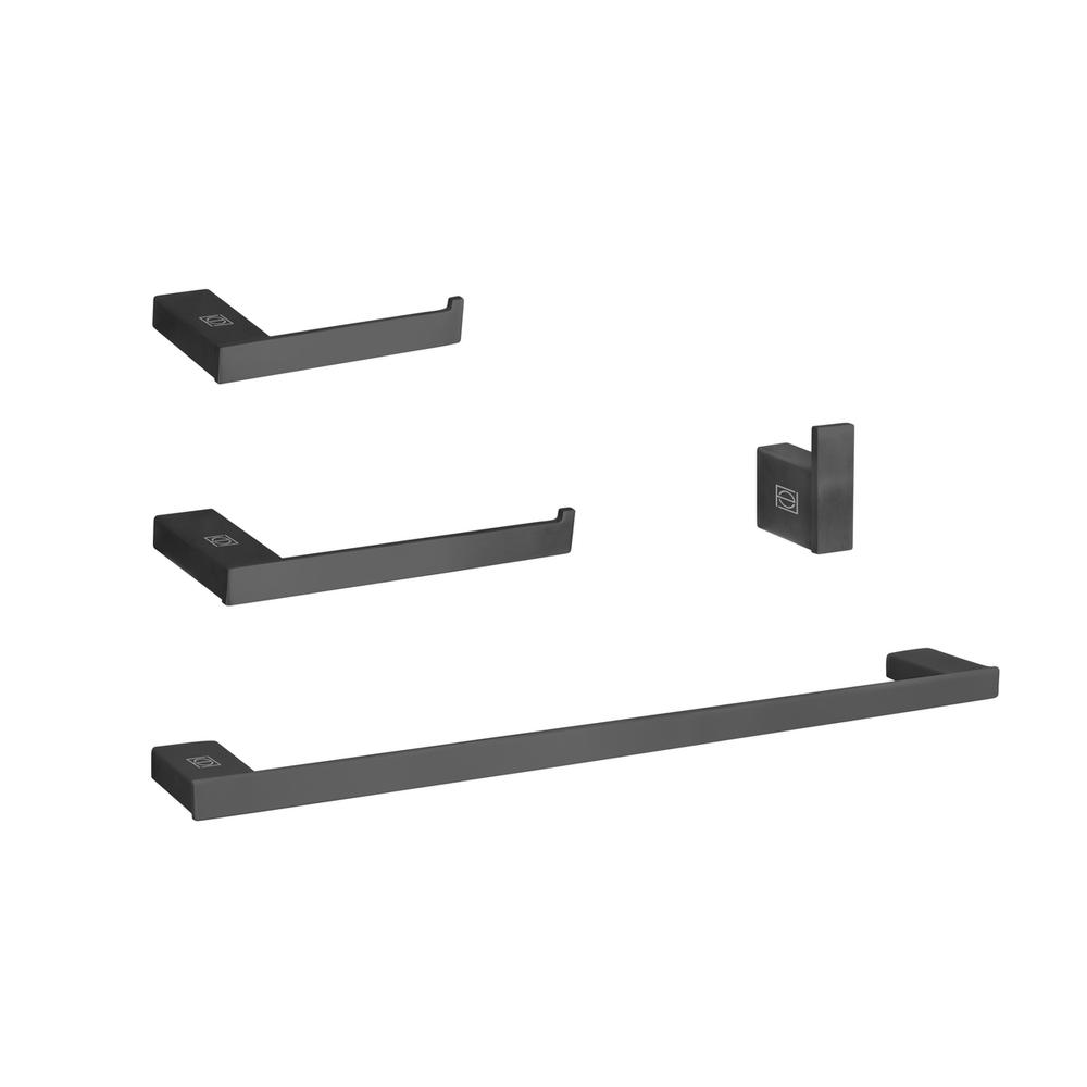 Sofia 4-Piece Bathroom Hardware Set in Matte Black. Picture 1