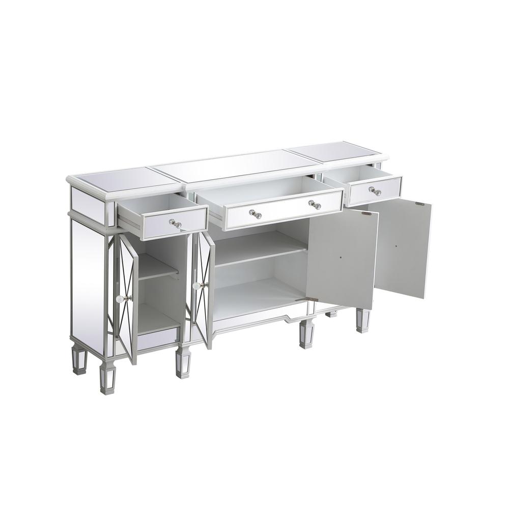60 inch mirrored credenza in antique white. Picture 6