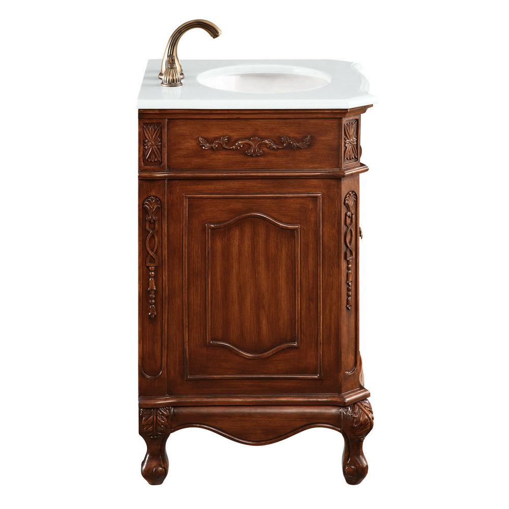 24 inch Single Bathroom vanity in Brown with ivory white engineered marble. Picture 3