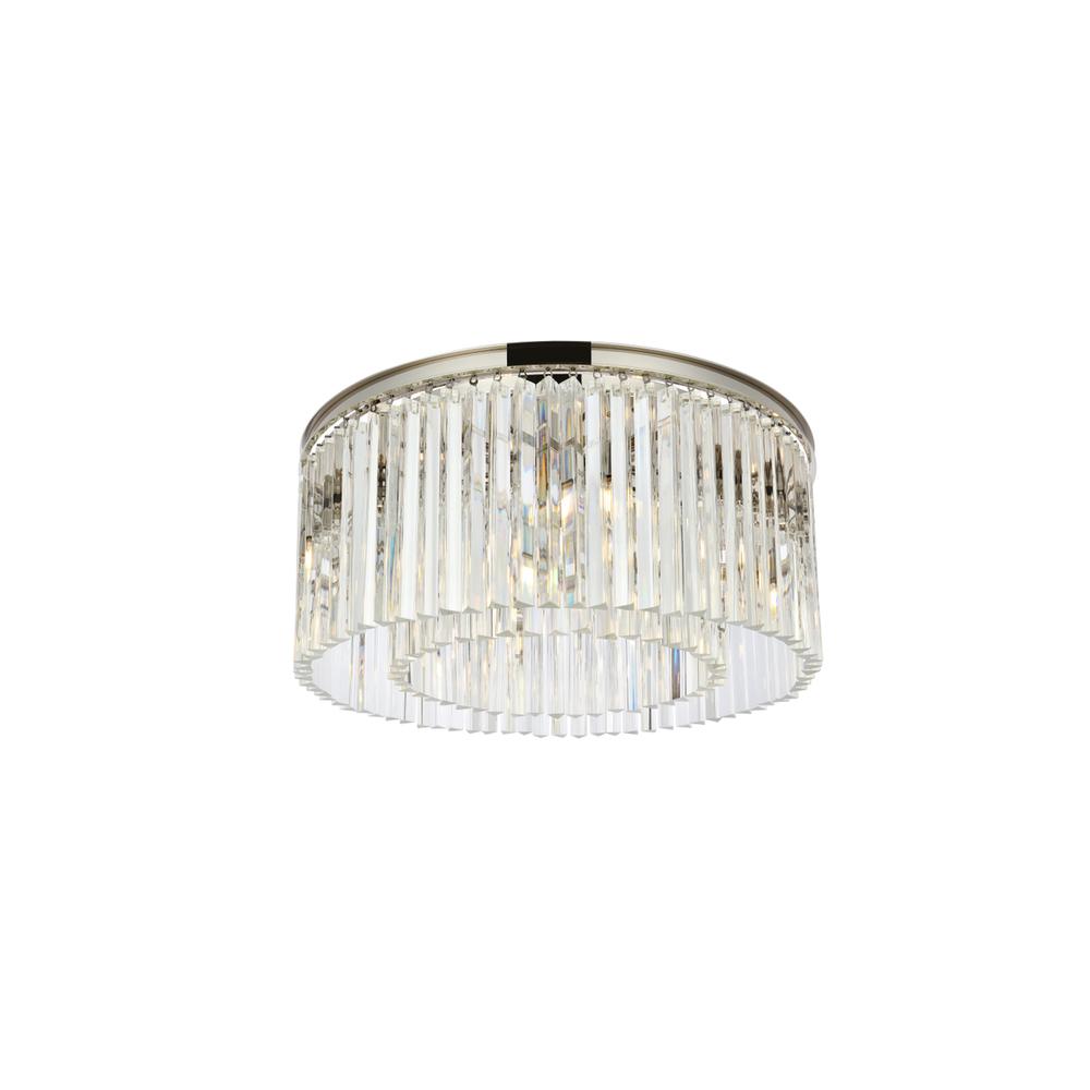 Sydney 8 light polished nickel Flush Mount Clear Royal Cut Crystal. Picture 2