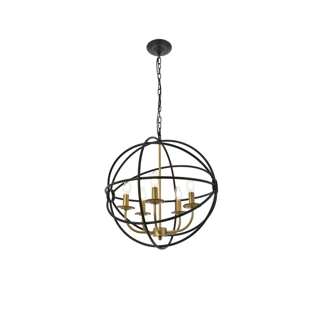 Octavia 5 light Brass and Dark Brown Pendant. Picture 5