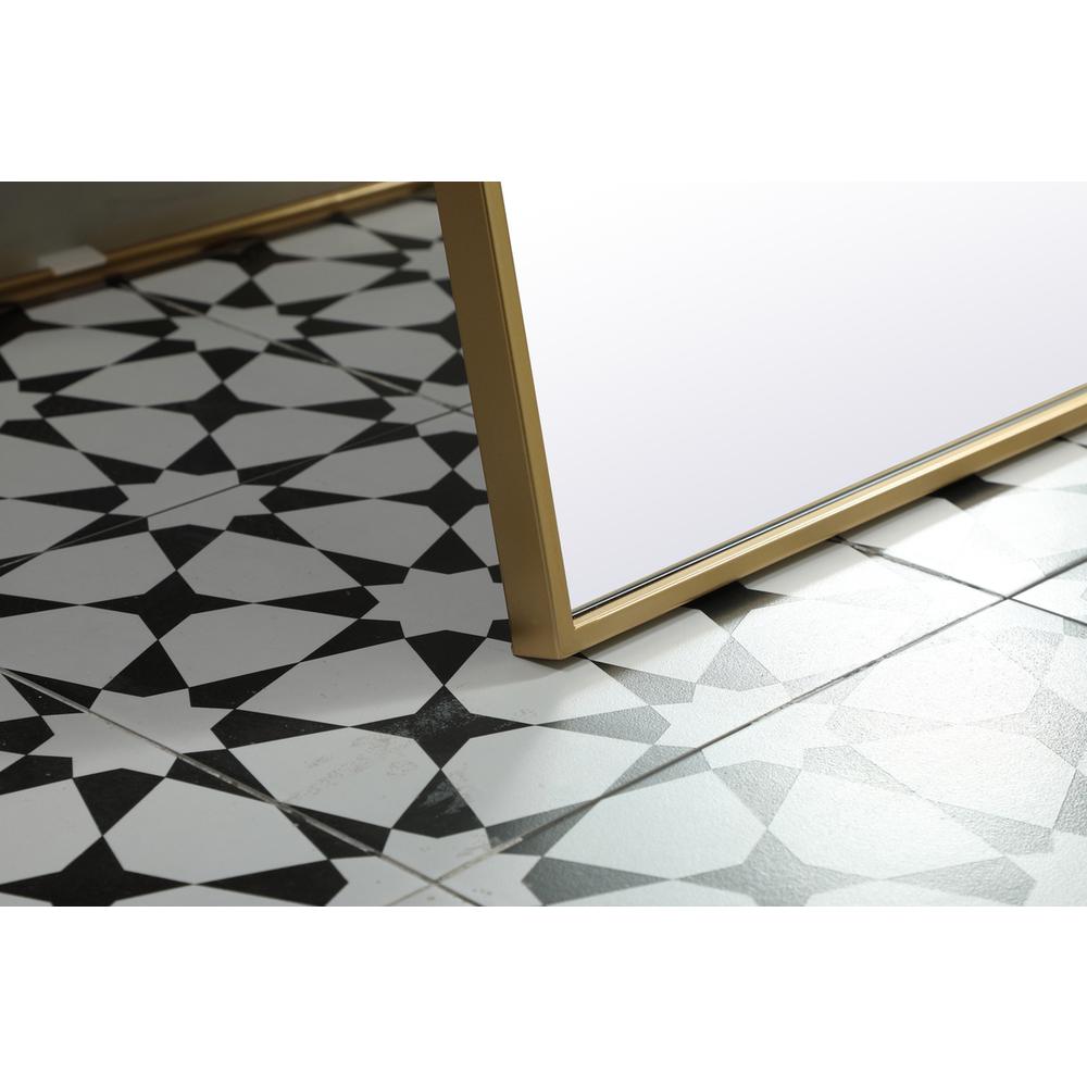 Metal Frame Rectangle Full Length Mirror 36x72 Inch in Brass. Picture 4