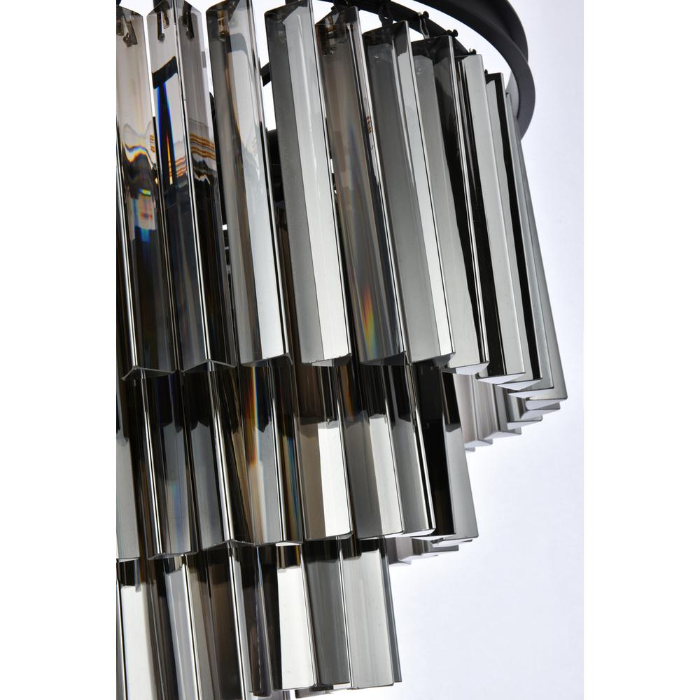 Sydney 9 light Matte Black Chandelier Silver Shade (Grey) Royal Cut Crystal. Picture 3