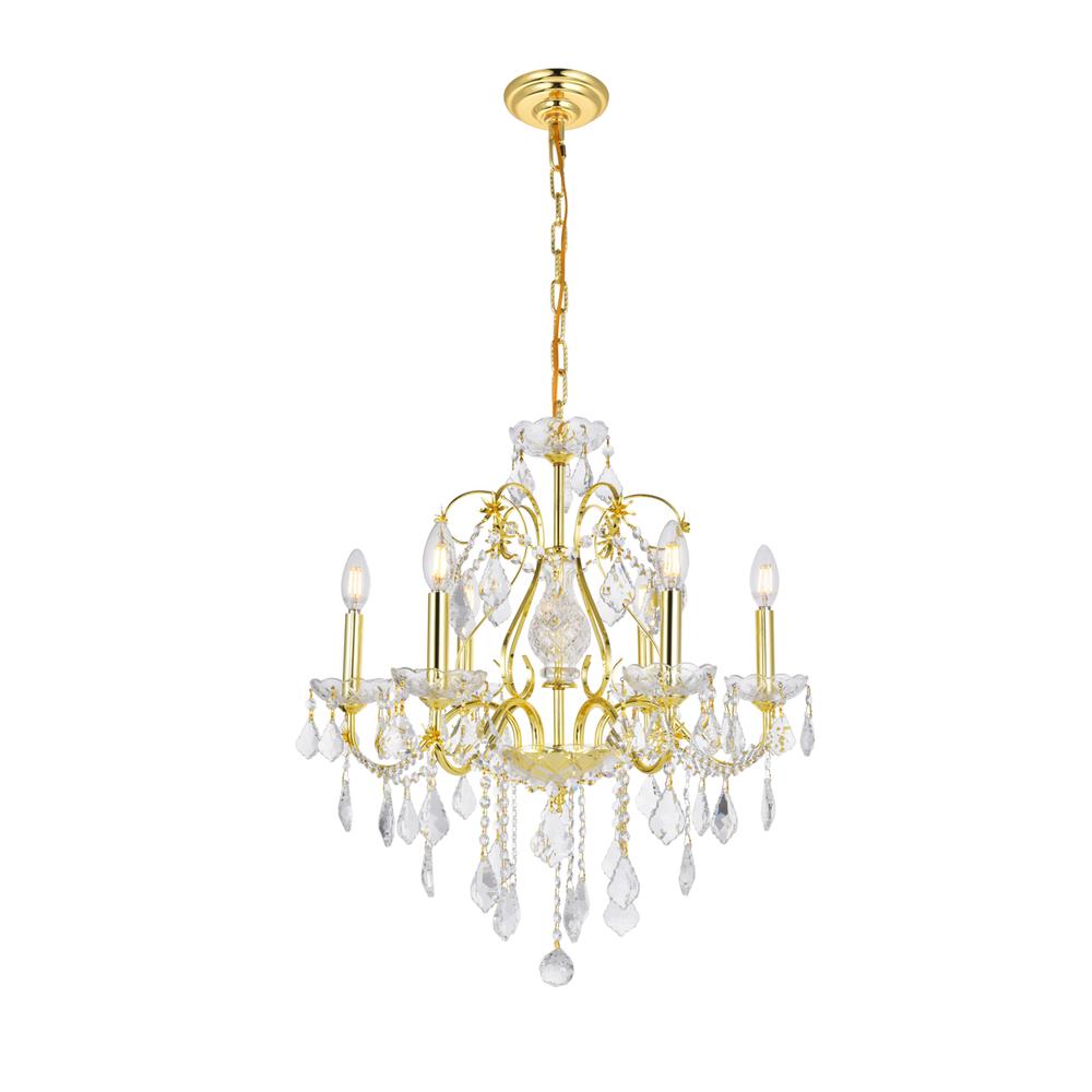 St. Francis 6 light Gold Chandelier Clear Royal Cut Crystal. Picture 6