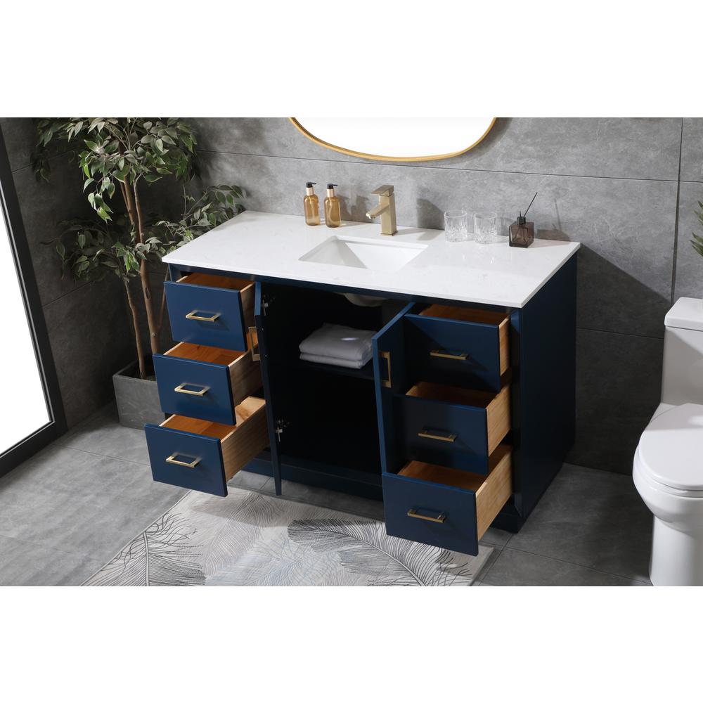 54 Inch SIngle Bathroom Vanity In Blue. Picture 3