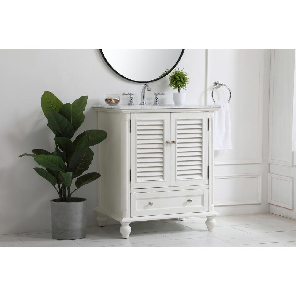 30 inch Single Bathroom Vanity in Antique White. Picture 2
