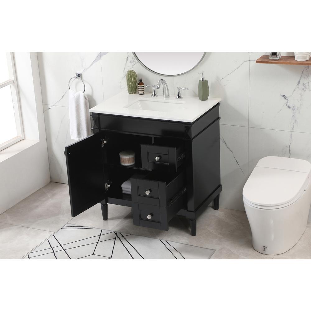32 inch Single bathroom vanity in black. Picture 3