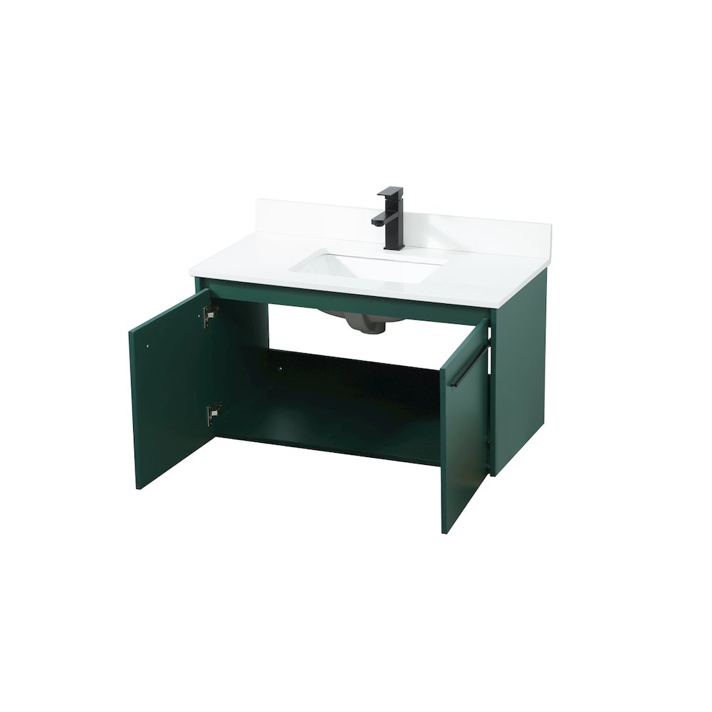 36 Inch Single Bathroom Vanity In Green With Backsplash. Picture 10