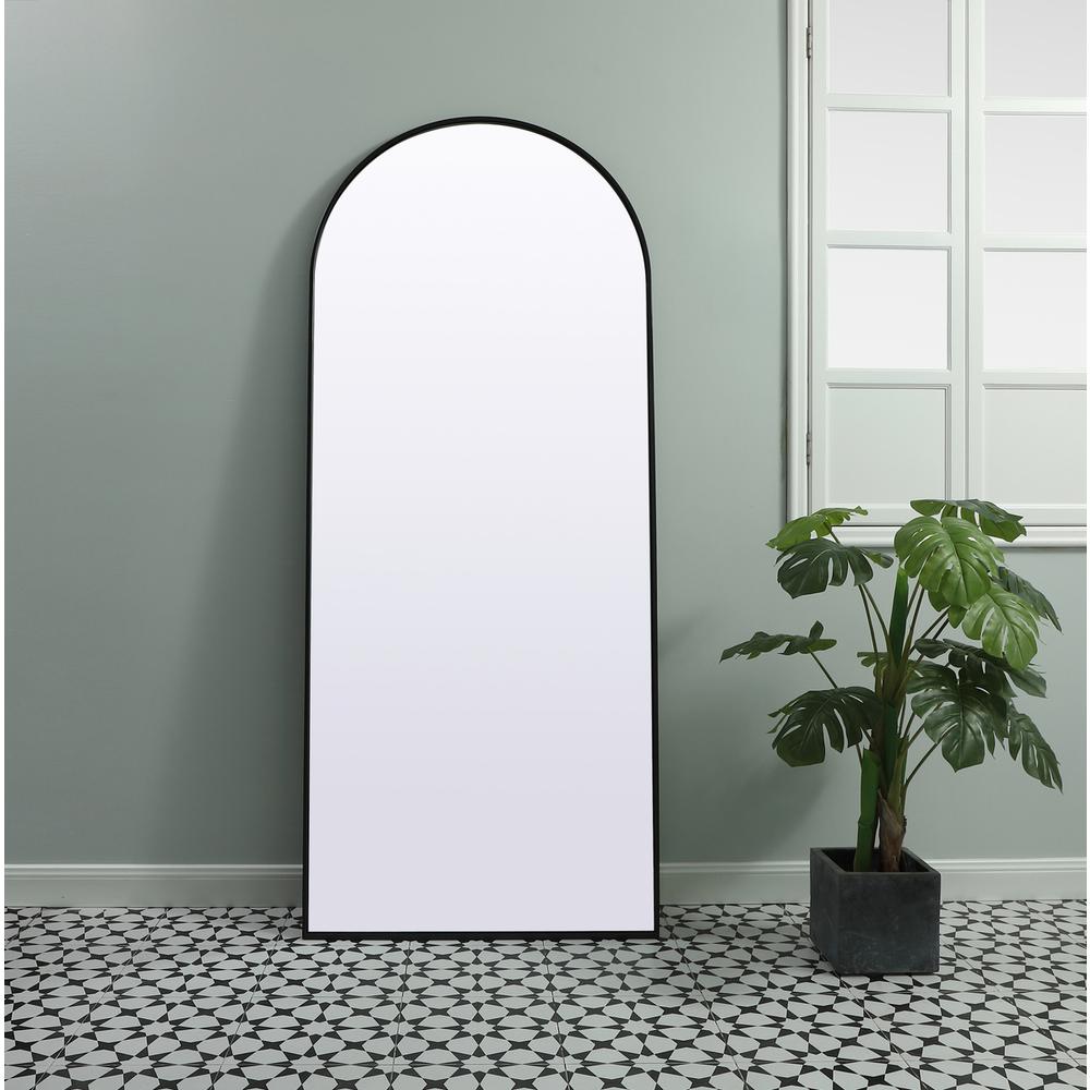 Metal Frame Arch Full Length Mirror 32x76 Inch in Black. Picture 8