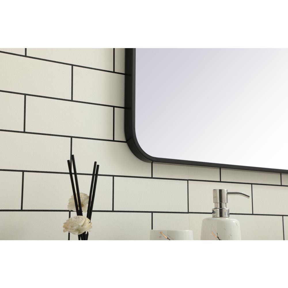 Soft corner metal rectangular mirror 36x36 inch in Black. Picture 4