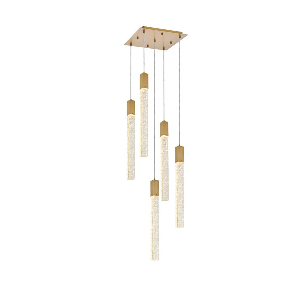 Weston 5 lights pendant in satin gold. Picture 1