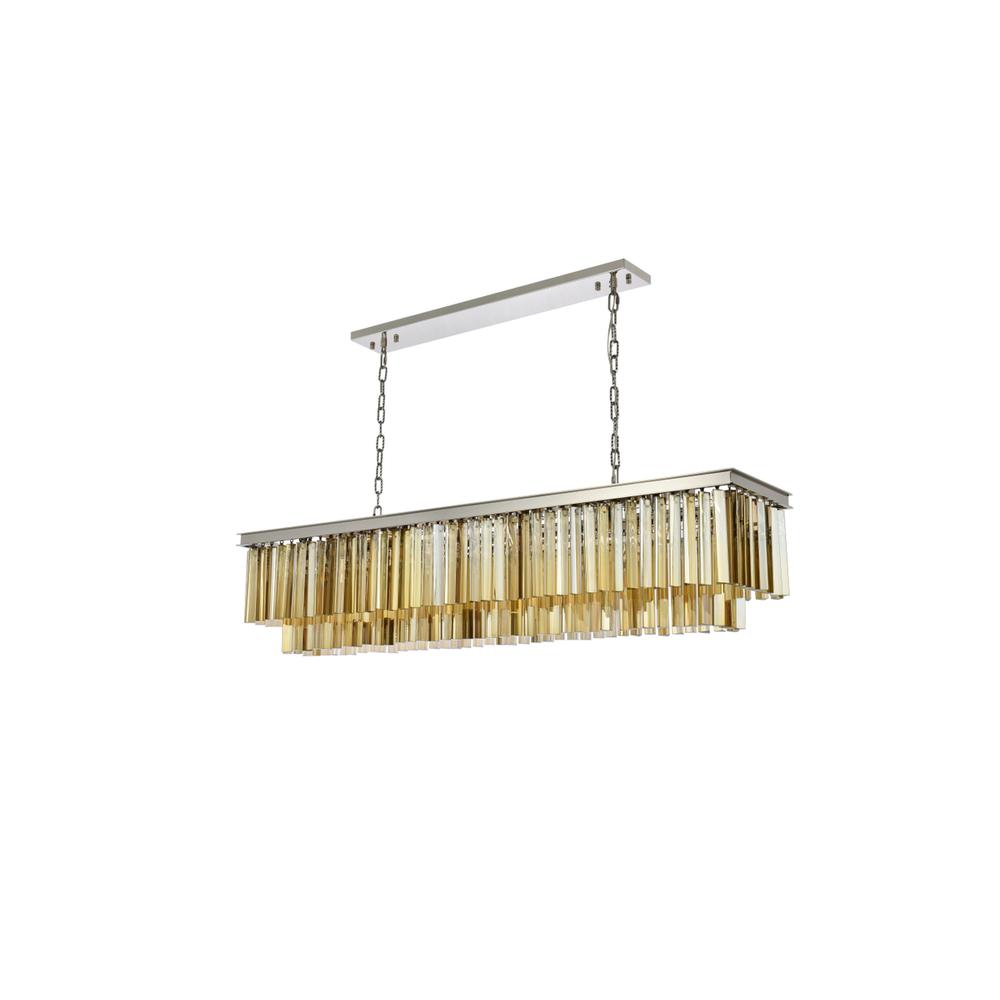 Sydney 12 light polished nickel Chandelier Golden Teak (Smoky) Royal Cut Crystal. Picture 6