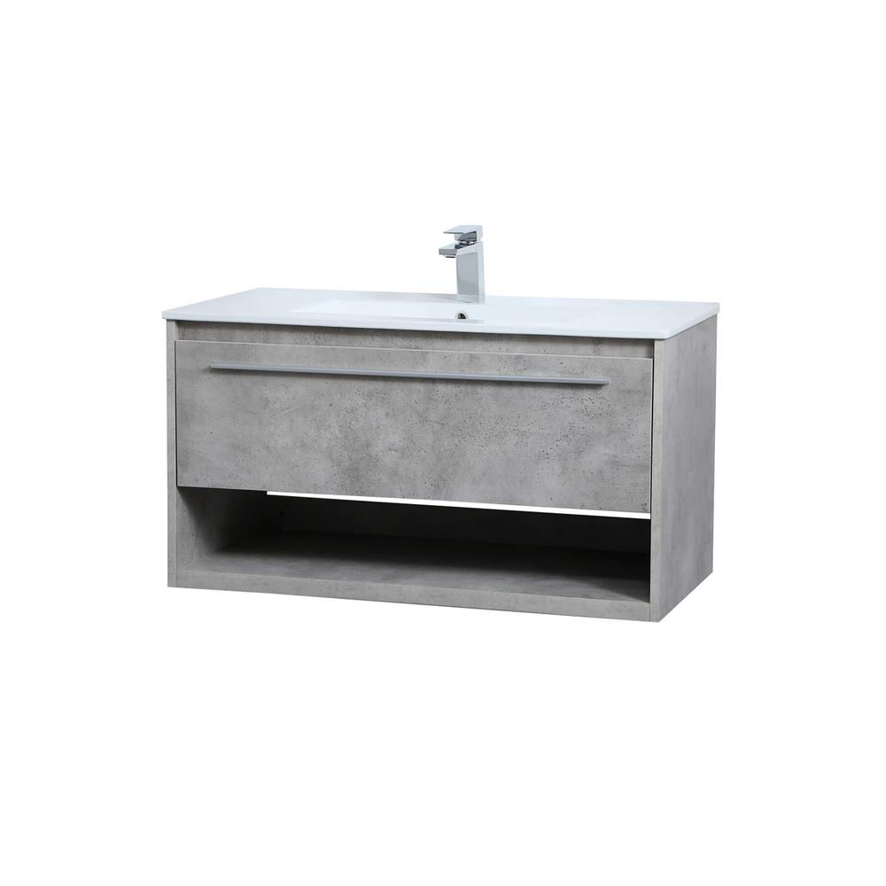 36 inch  Single Bathroom Floating Vanity in Concrete Grey. Picture 6