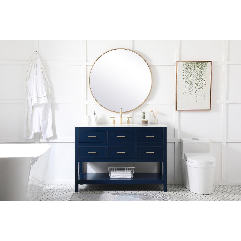 48 inch Single bathroom vanity in blue. Picture 4