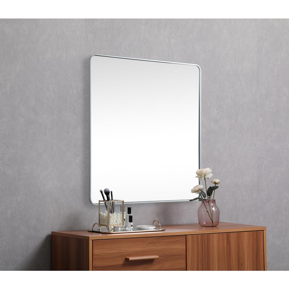 Soft corner metal square mirror 48x48 inch in Silver. Picture 4
