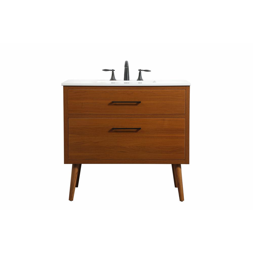 36 inch Single bathroom vanity in teak. Picture 1