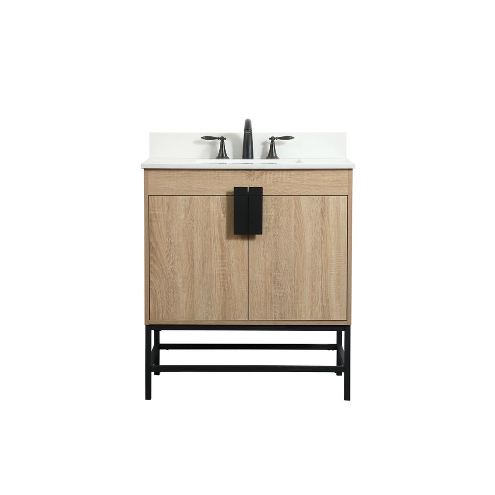 30 inch Single bathroom vanity in mango wood with backsplash. Picture 1