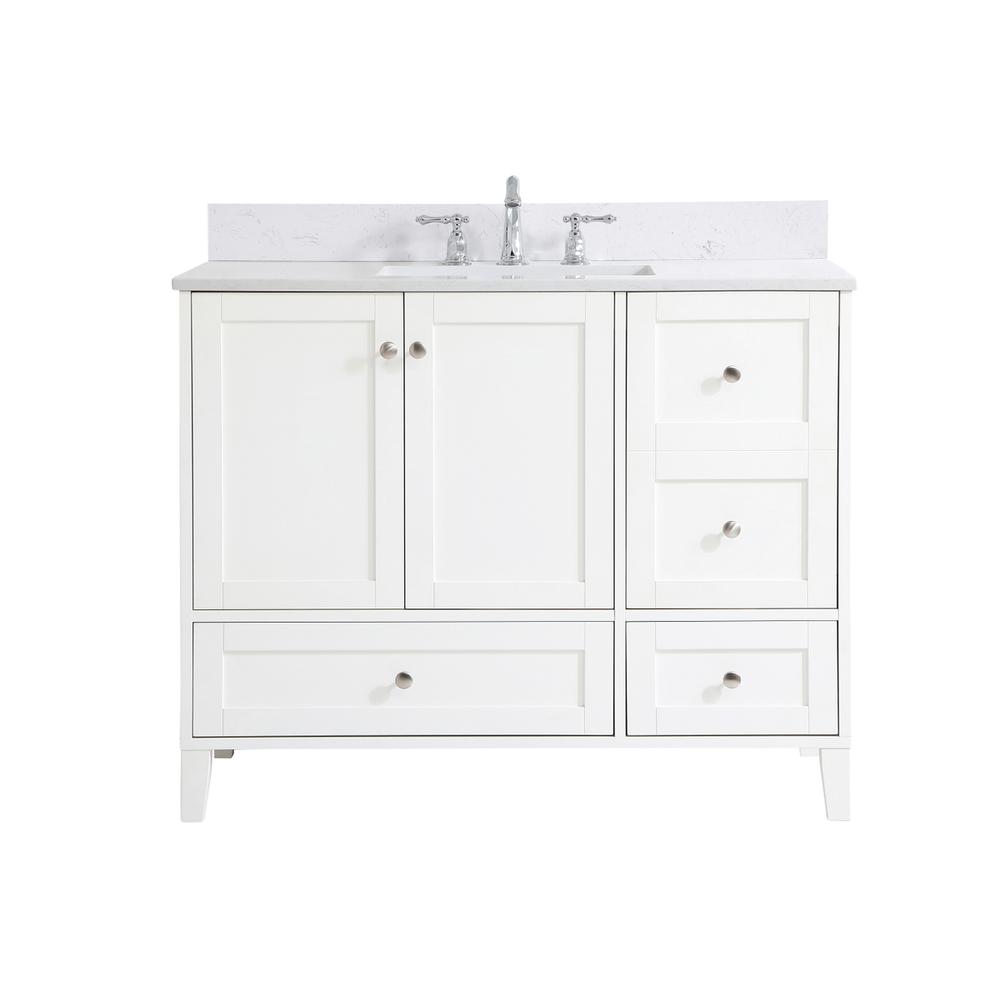 42 inch Single Bathroom Vanity in White with Backsplash. Picture 1