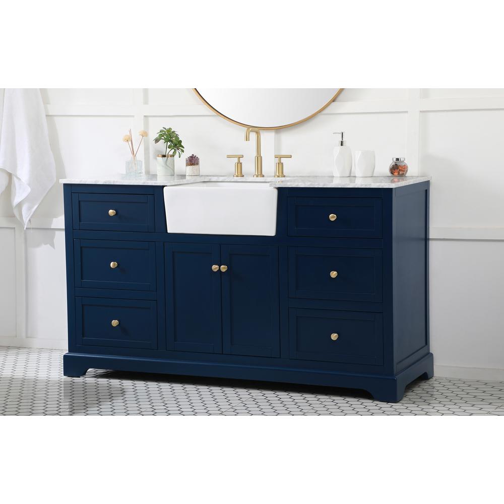 60 inch Single bathroom vanity in blue. Picture 2