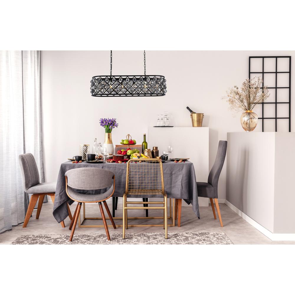 Madison 6 light Matte Black Chandelier Silver Shade (Grey) Royal Cut Crystal. Picture 7