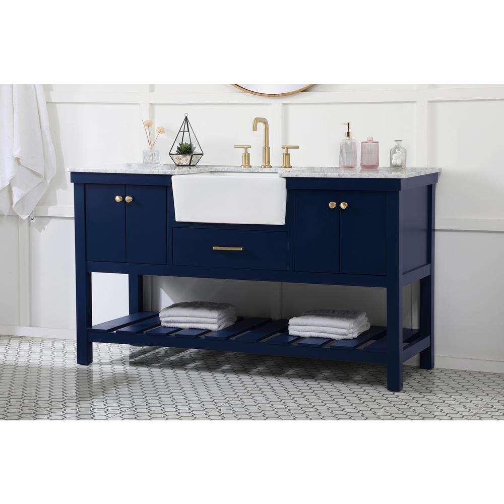 60 inch Single bathroom vanity in blue. Picture 2