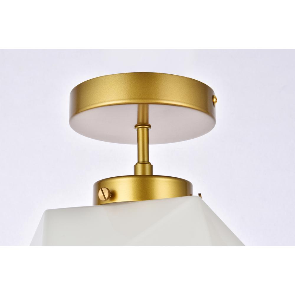 Lawrence 1 light brass and white glass flush mount. Picture 5
