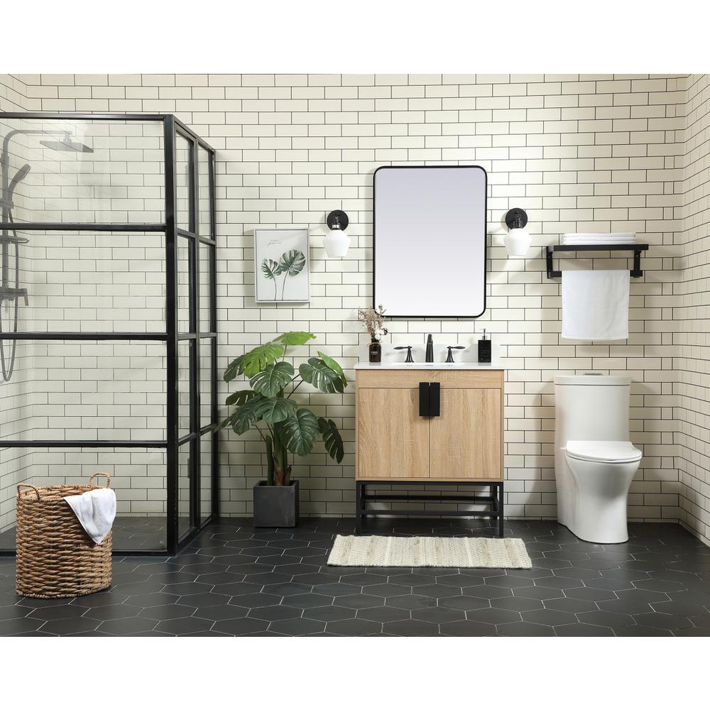 30 inch Single bathroom vanity in mango wood with backsplash. Picture 4
