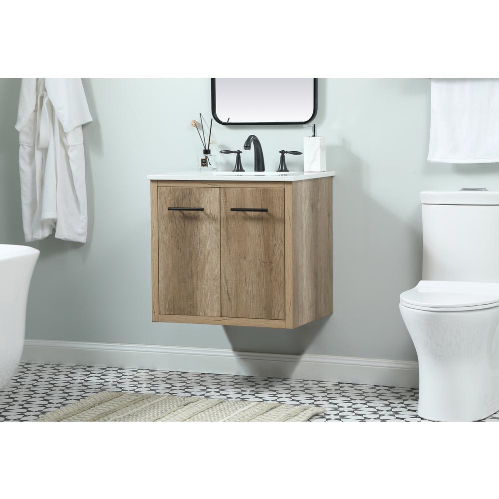 24 inch Single bathroom vanity in natural oak. Picture 5