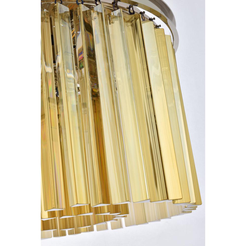 Sydney 6 light polished nickel Flush Mount Golden Teak (Smoky) Royal Cut Crystal. Picture 5