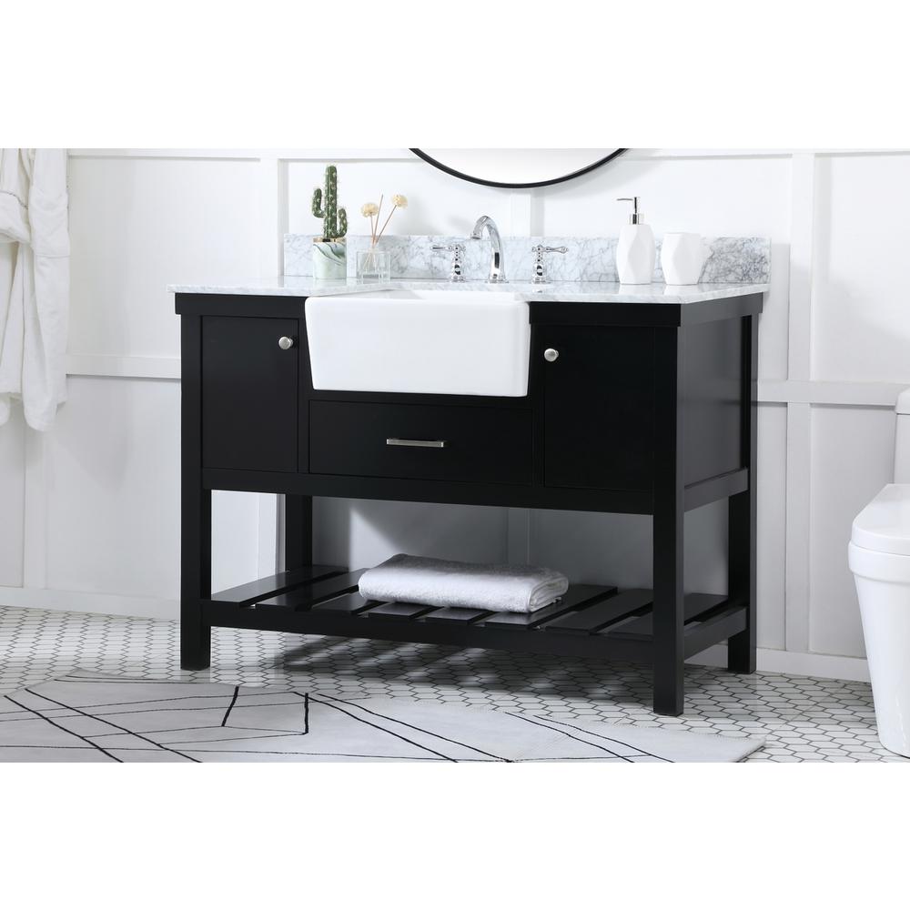 48 inch Single bathroom vanity in black with backsplash. Picture 2