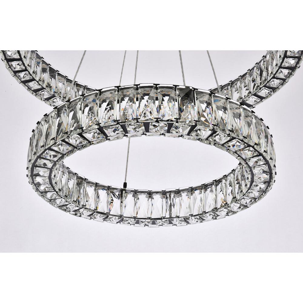 Monroe 28 inch LED double ring chandelier in black. Picture 3