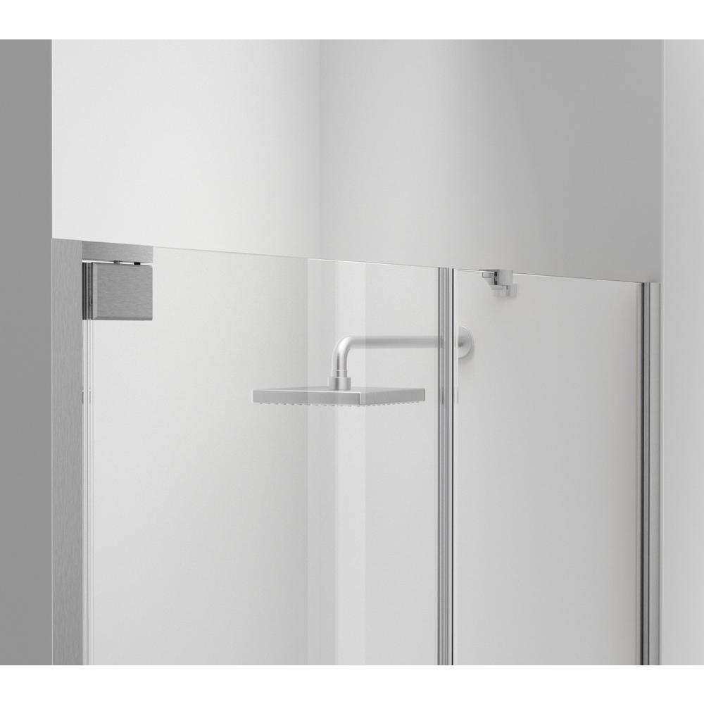 Semi-frameless hinged shower door 48 x 72 Brushed Nickel. Picture 7