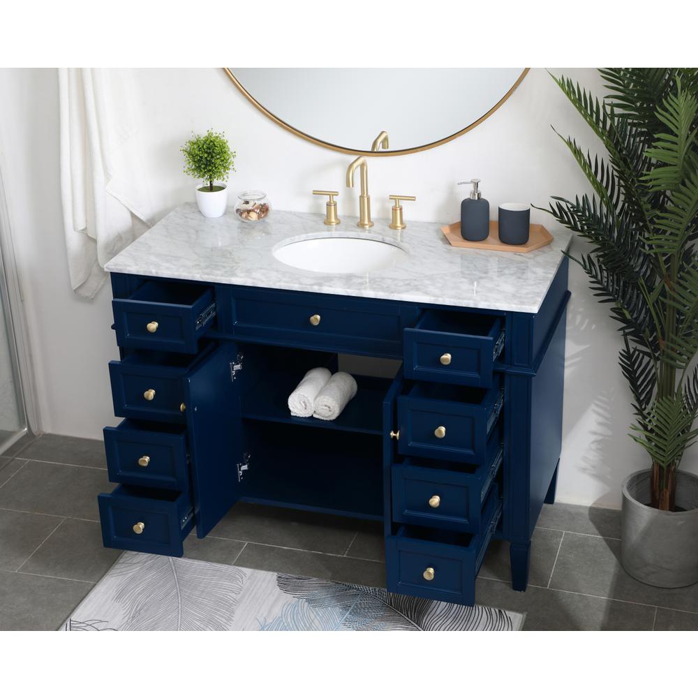 48 inch Single bathroom vanity in blue. Picture 3