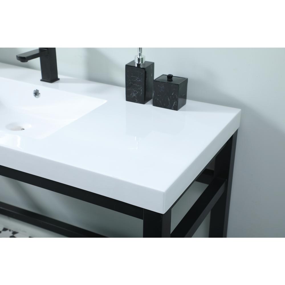 54 Inch ADA Compliant SIngle Bathroom Metal Vanity In Black. Picture 5