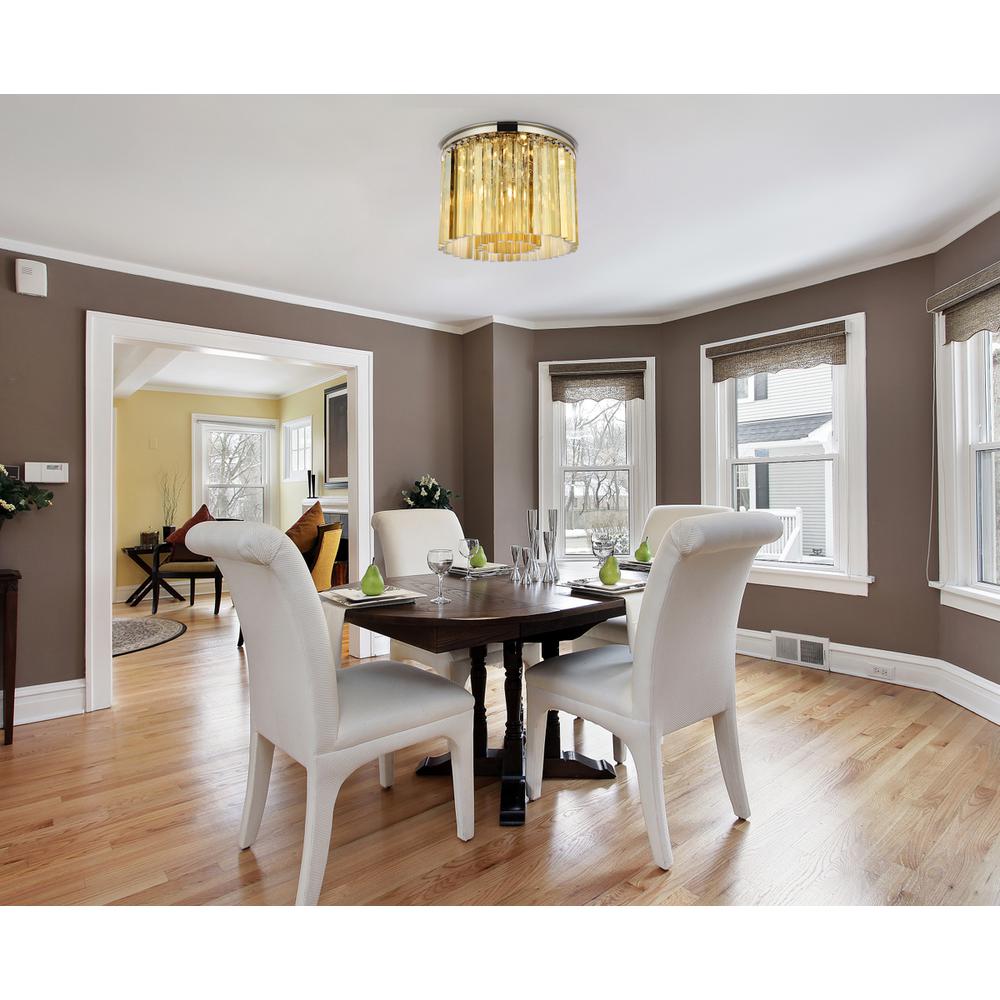 Sydney 6 light polished nickel Flush Mount Golden Teak (Smoky) Royal Cut Crystal. Picture 7
