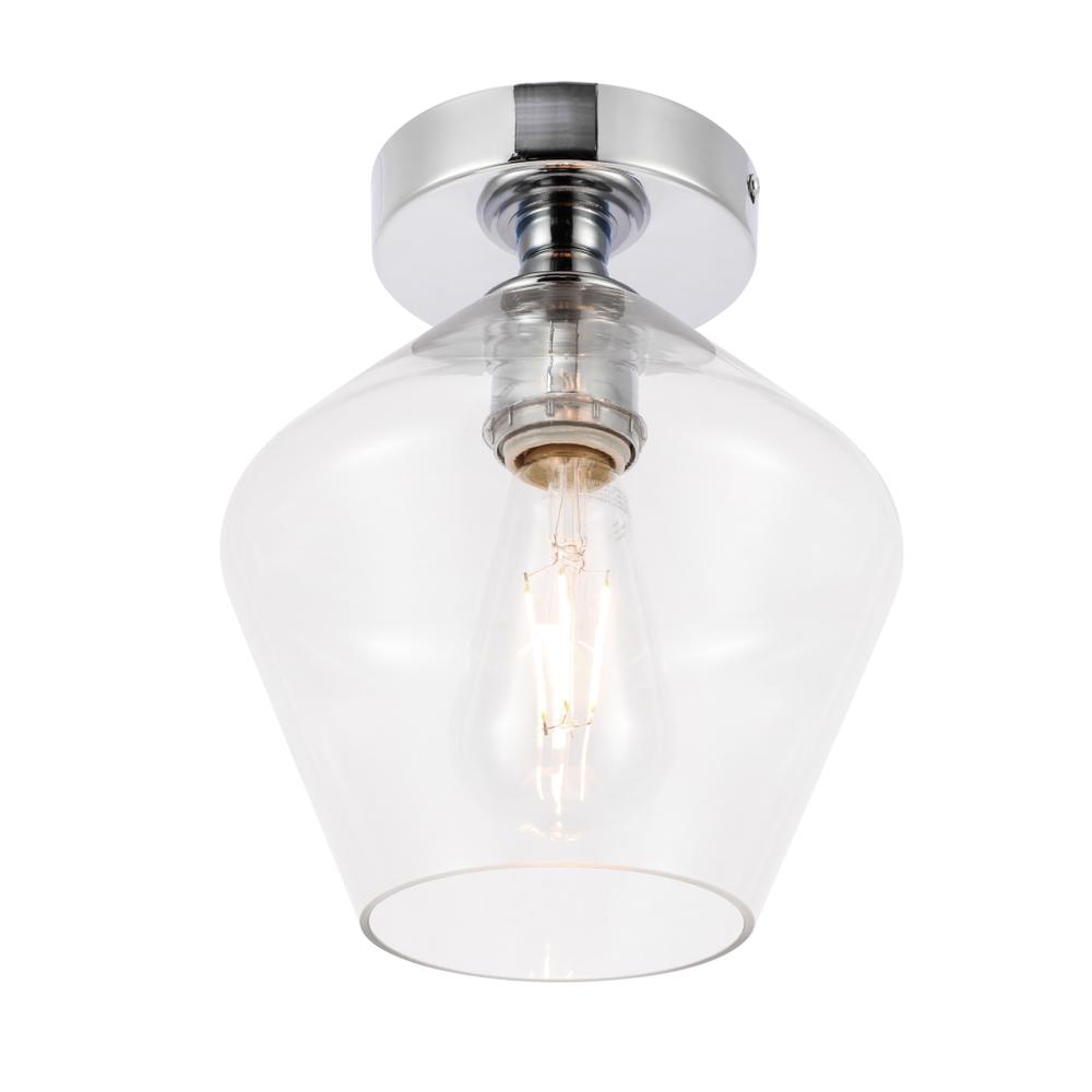 Gene 1 light Chrome and Clear glass Flush mount. Picture 6