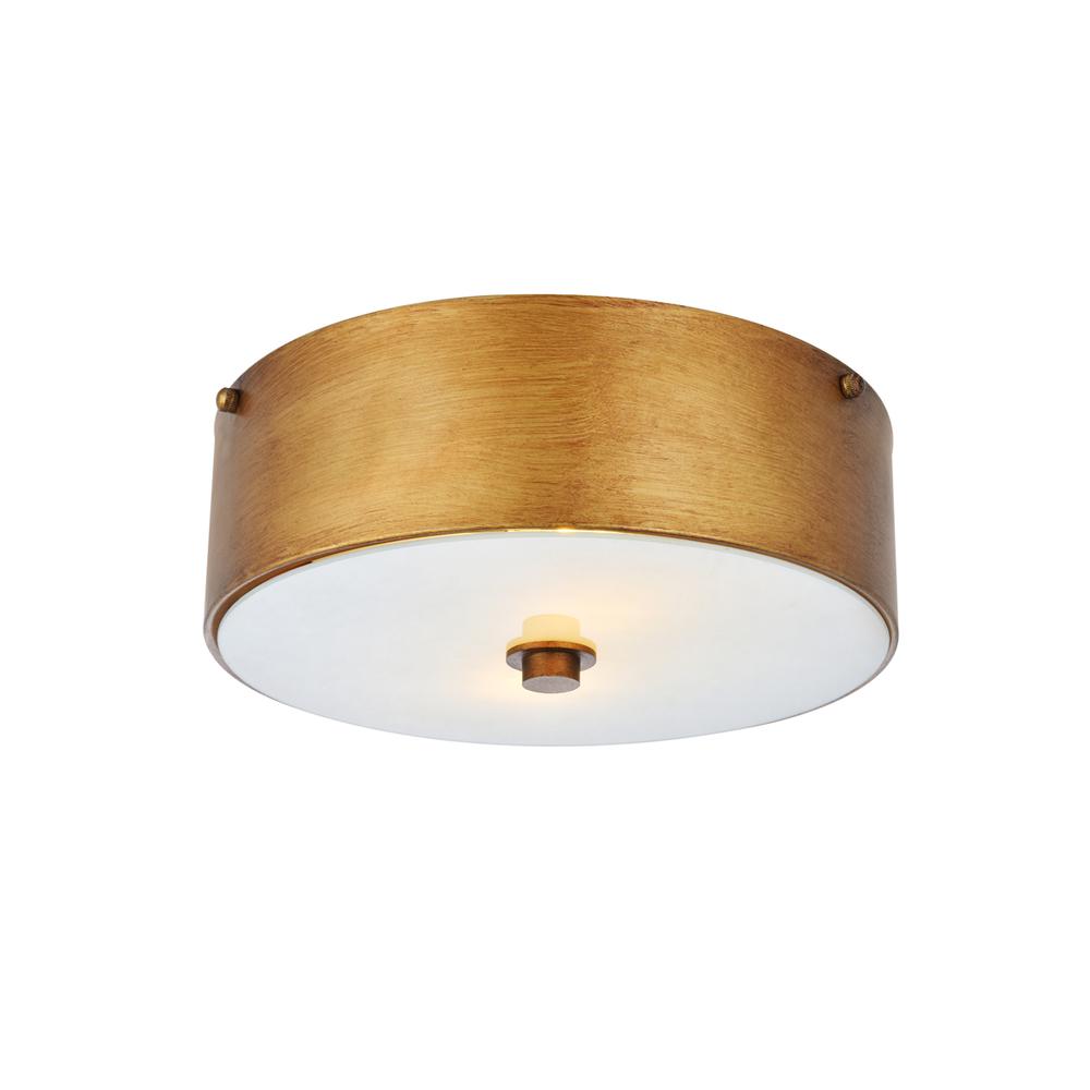 Hazen 2 light 12 inch Vintage Gold flush mount. Picture 1