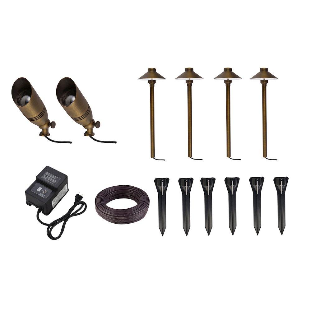 Aera Cast Brass Landscape Lighting Full Starter Pack Of 6 Kit 2. Picture 1