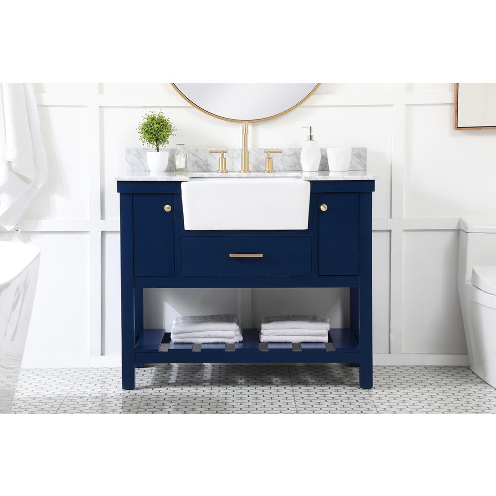 42 inch Single bathroom vanity in blue with backsplash. Picture 14