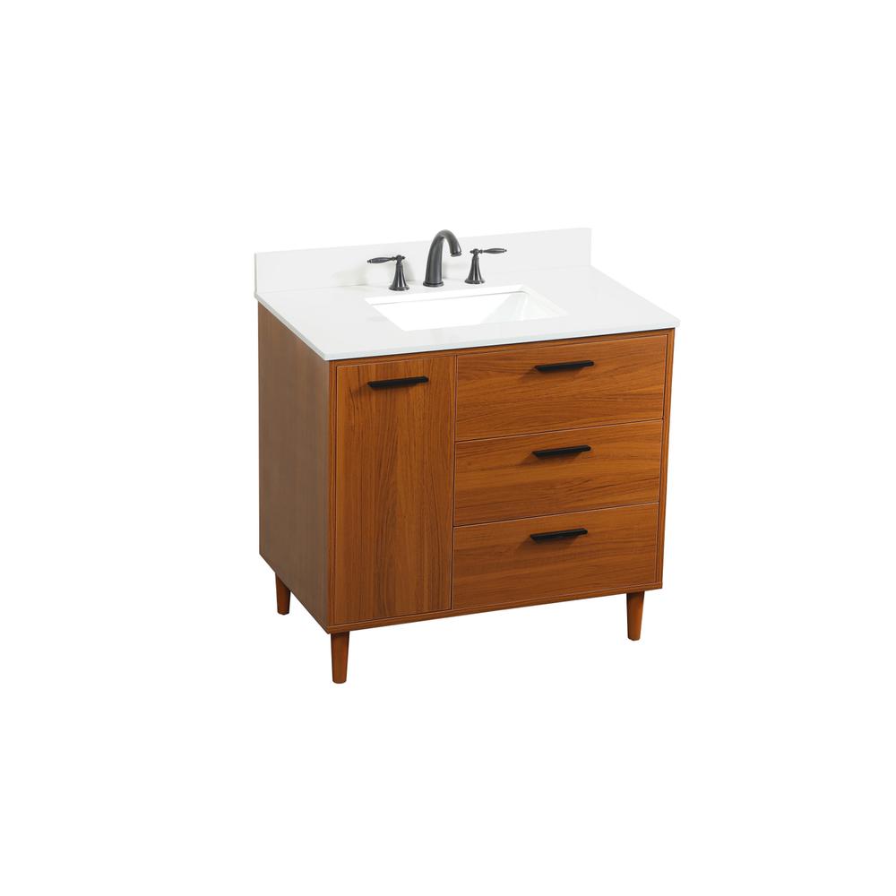 36 inch bathroom vanity in Teak with backsplash. Picture 8