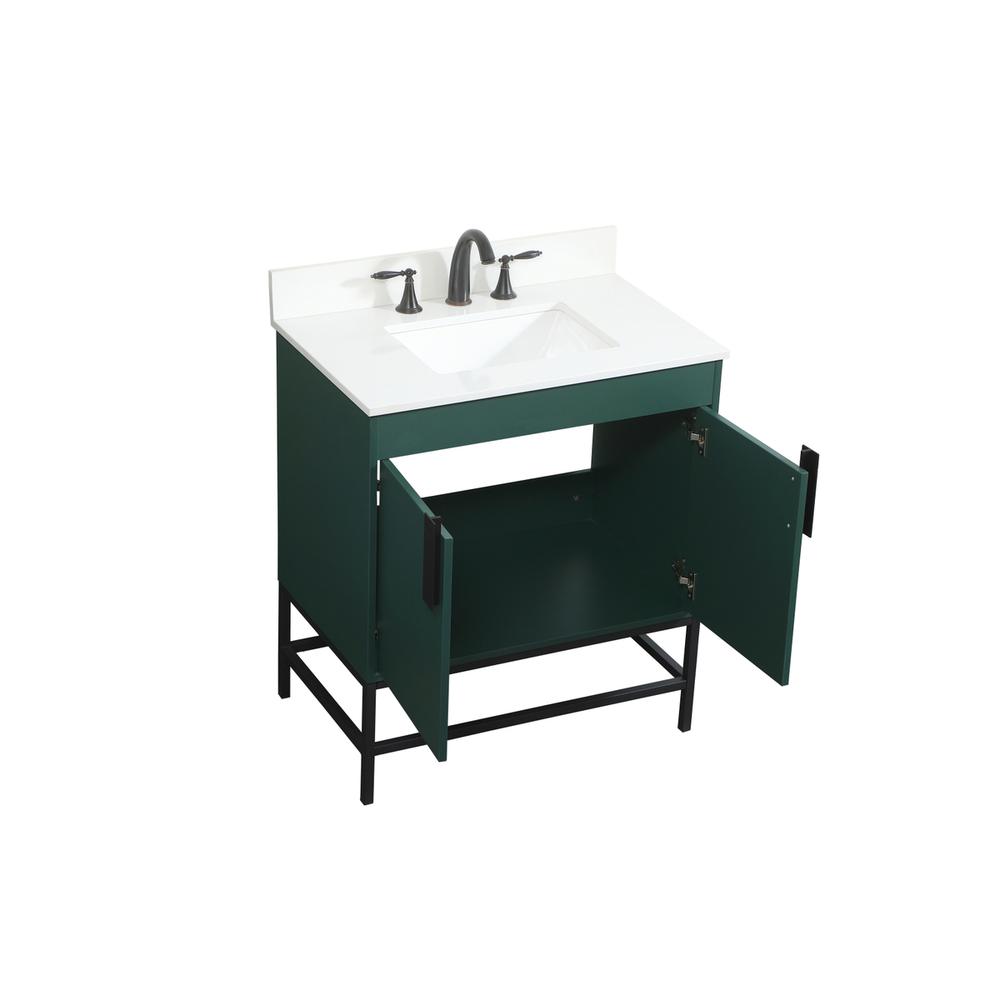 30 inch Single bathroom vanity in green with backsplash. Picture 9