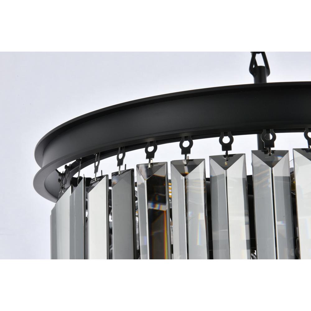 Sydney 9 light Matte Black Chandelier Silver Shade (Grey) Royal Cut Crystal. Picture 5