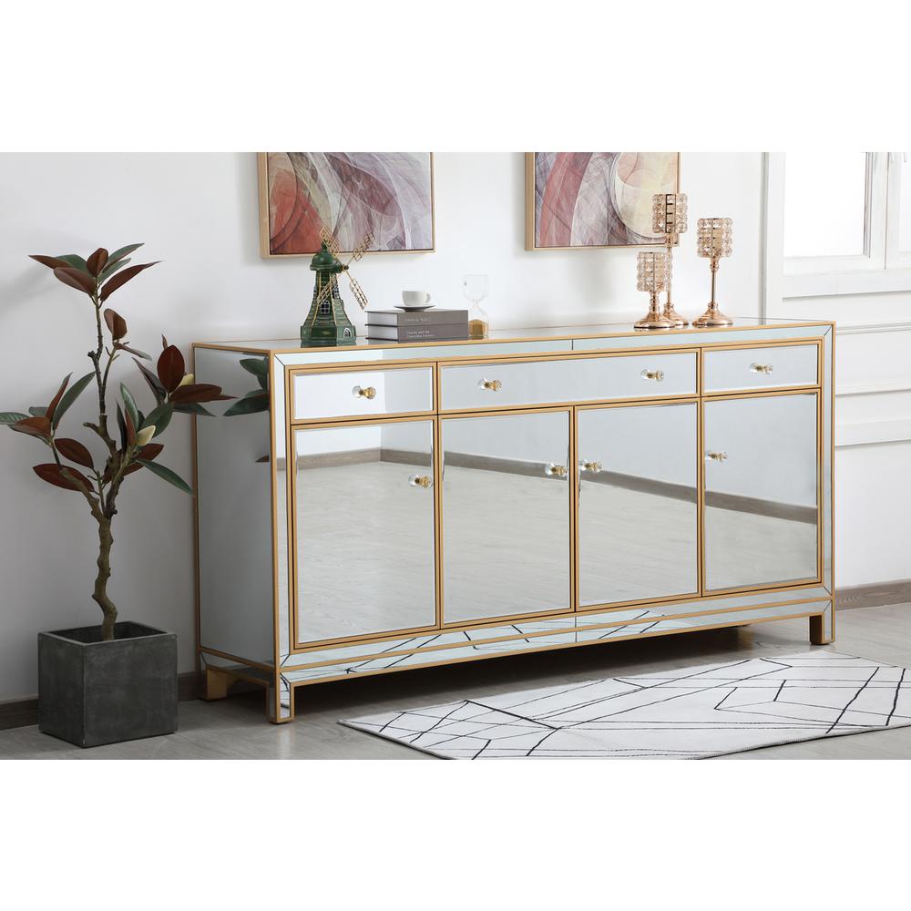 Reflexion 72 in. mirrored credenza in gold. Picture 2