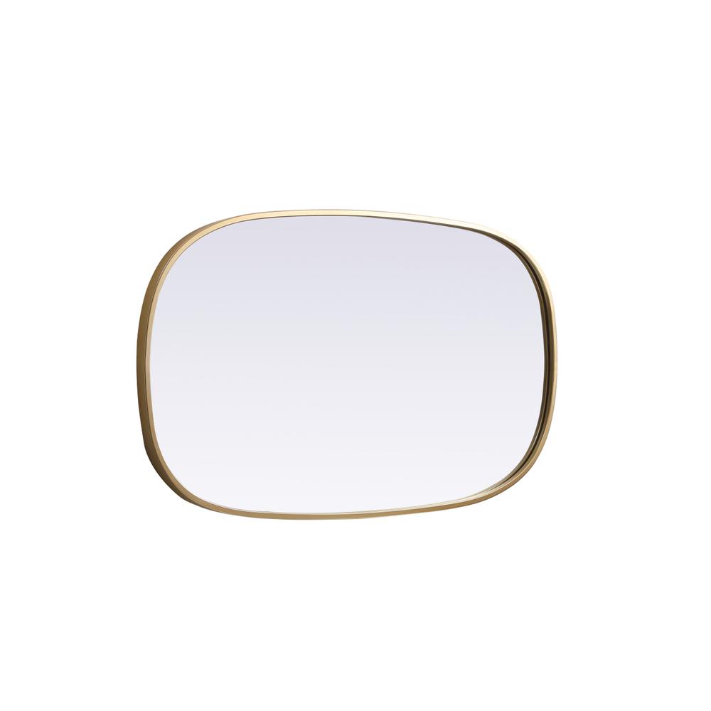 Metal Frame Oval Mirror 20x36 Inch in Brass. Picture 9