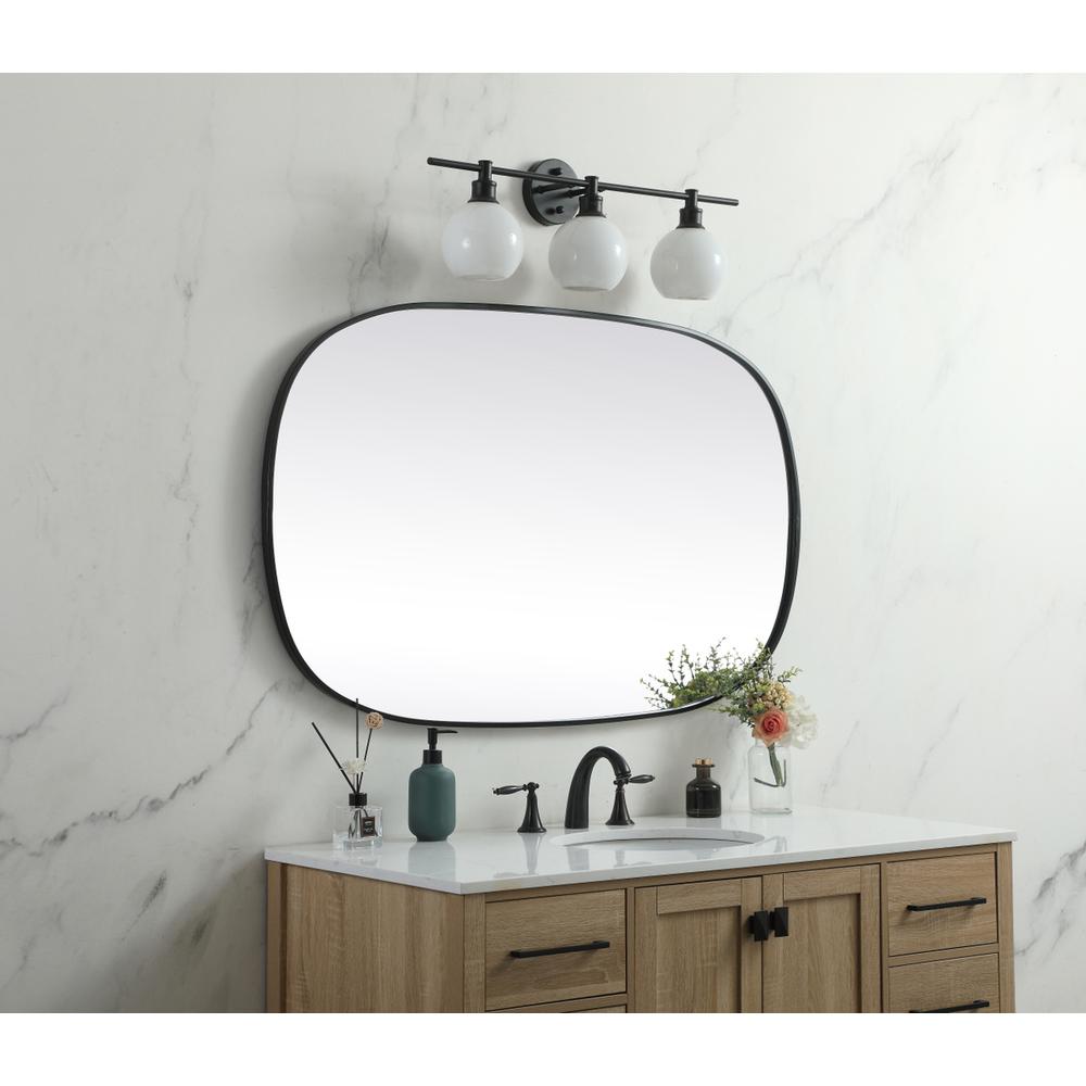 Metal Frame Oval Mirror 30x48 Inch in Black. Picture 2