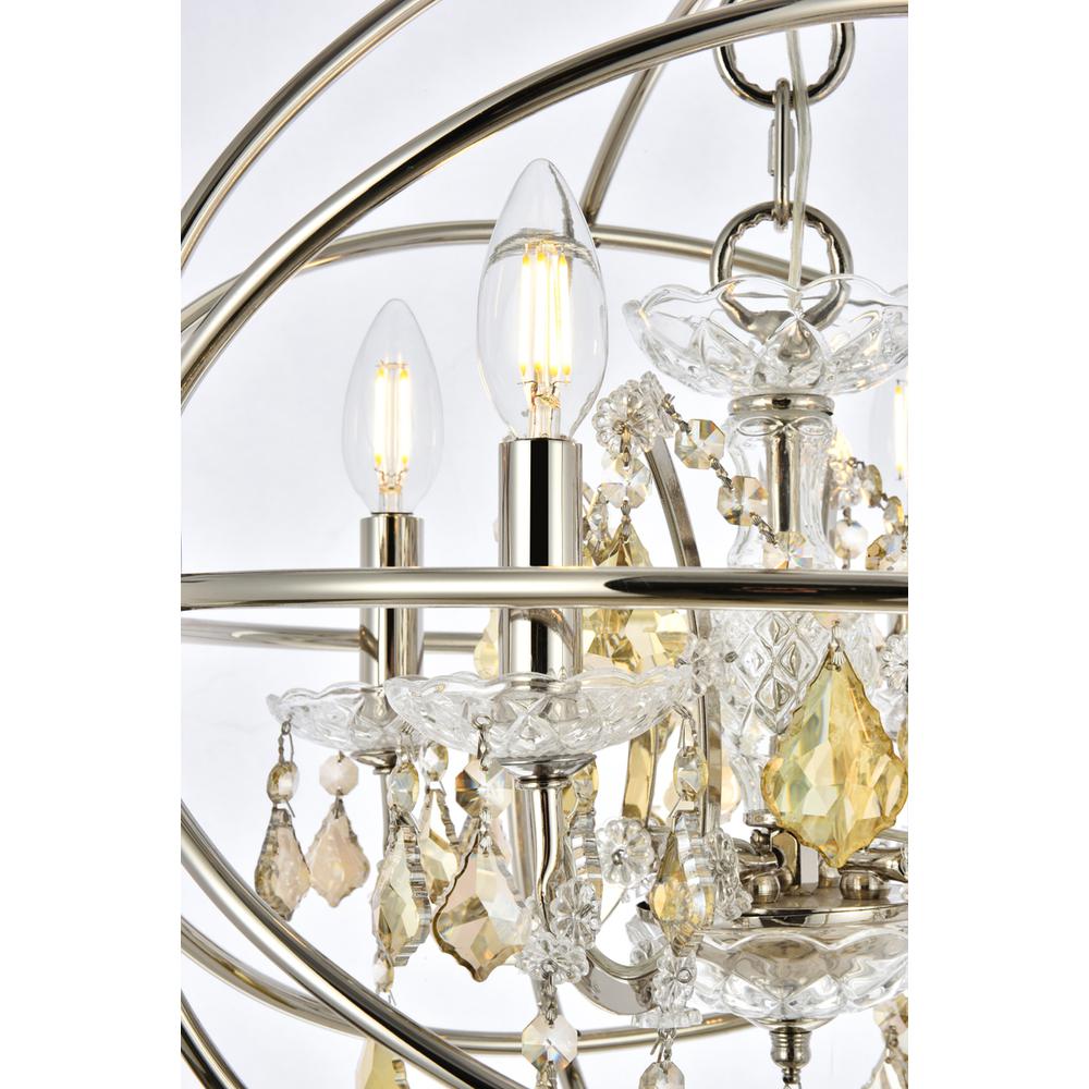 Geneva 4 light polished nickel Pendant Golden Teak (Smoky) Royal Cut crystal. Picture 3