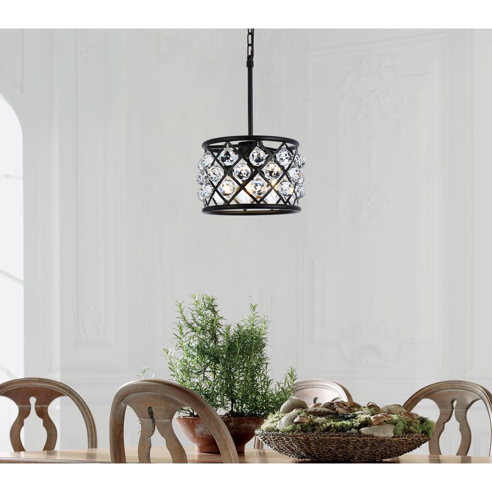 Madison 3 light Matte Black Pendant Clear Royal Cut Crystal. Picture 8